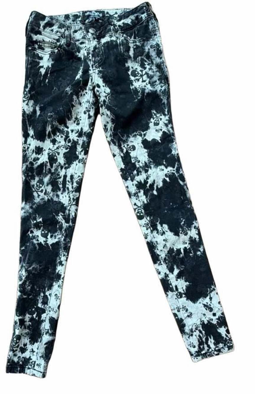 Royal Bones Skull Tie Dye Marble Skinny Jeans Size 0